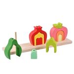 Jucarii, Copii si Bebe - Jucarii si jocuri - Jucarii & jocuri educative - Jucarii interactive - Set de 3 Turnuri de Sortat si Stivuit in Forma de Fructe, Montessori, 11 Piese, Lemn, 3 ani+, Edujucarii - Infinity.ro