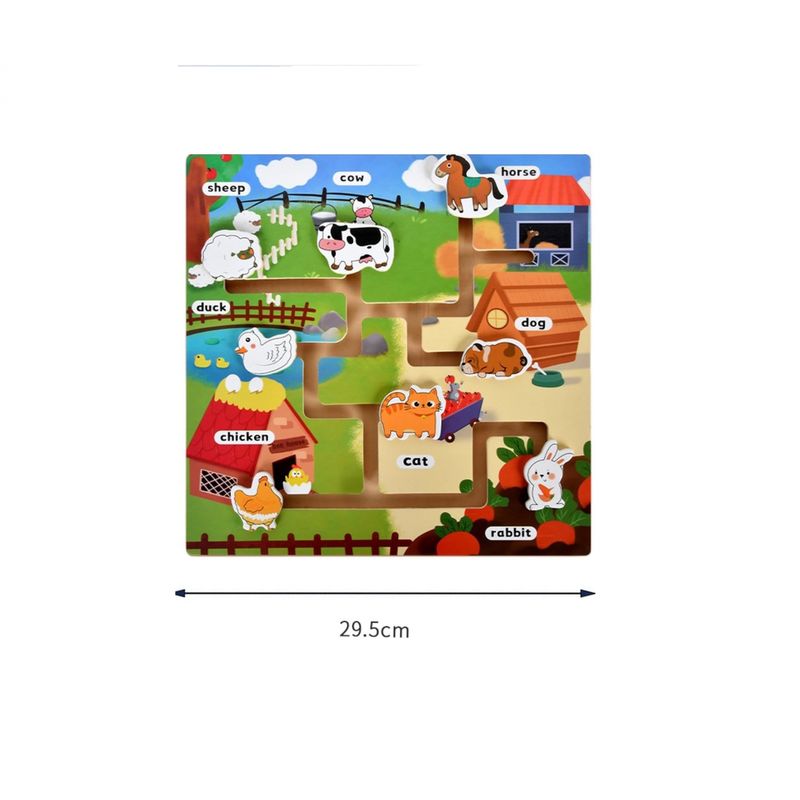 Jucarii, Copii si Bebe - Jucarii si jocuri - Jocuri si puzzle - Puzzle - Puzzle Lemn Labirint in format 3D, Montessori, Ferma Animalelor, Edujucarii, 3 ani+ - Infinity.ro