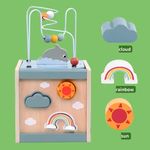 Jucarii, Copii si Bebe - Jucarii si jocuri - Jucarii & jocuri educative - Jucarii interactive - Centru din lemn educativ Montessori, Cub activitati bebelusi 5 in 1, delfin, 1 an+ - Infinity.ro