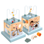 Jucarii, Copii si Bebe - Jucarii si jocuri - Jucarii & jocuri educative - Jucarii interactive - Centru din lemn educativ Montessori, Cub activitati bebelusi 5 in 1, delfin, 1 an+ - Infinity.ro