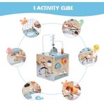 Jucarii, Copii si Bebe - Jucarii si jocuri - Jucarii & jocuri educative - Jucarii interactive - Centru din lemn educativ Montessori, Cub activitati bebelusi 5 in 1, delfin, 1 an+ - Infinity.ro