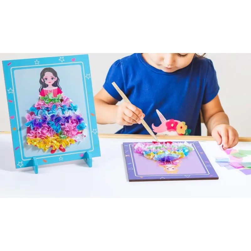 Jucarii, Copii si Bebe - Jucarii si jocuri - Jucarii & jocuri educative - Jucarii interactive - Joc Creativ si educativ pentru copii, Broderie pe Fusta Printesei brunete, 5 ani+, Edujucarii - Infinity.ro