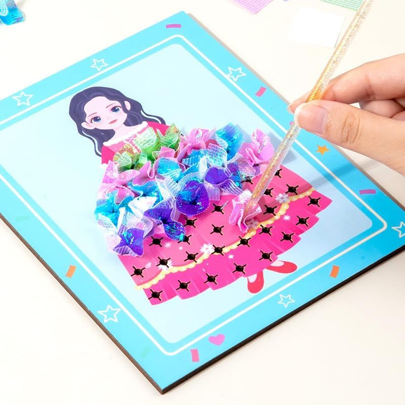 Jucarii, Copii si Bebe - Jucarii si jocuri - Jucarii & jocuri educative - Jucarii interactive - Joc Creativ si educativ pentru copii, Broderie pe Fusta Printesei brunete, 5 ani+, Edujucarii - Infinity.ro