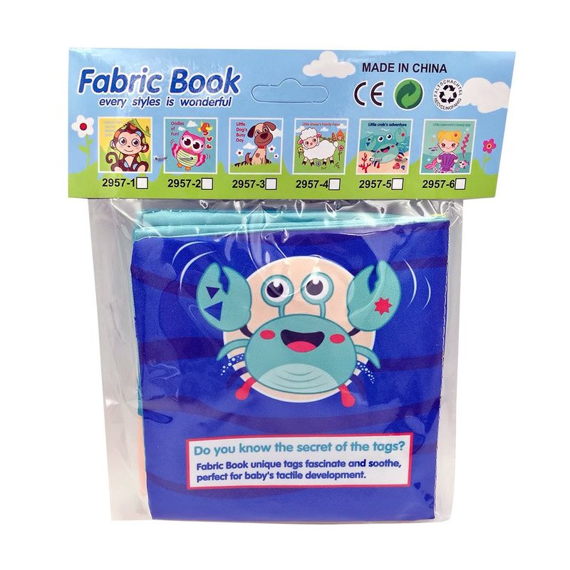 Carti si Birotica - Carti - Carti pentru copii - Carti pentru bebelusi - Carte senzoriala fosnitoare pentru bebelusi, cu animalute colorate, Crab, 4 pagini, 8 fete, 10 cm  x 2,5 cm  x 9 cm - Infinity.ro