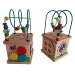Jucarii, Copii si Bebe - Jucarii si jocuri - Jucarii & jocuri educative - Jocuri si jucarii educative - Centru din lemn educativ Montessori, Cub activitati 5 in 1, Labirint, Ceas, Roti zimtate, 3 ani +, Edujucarii - Infinity.ro