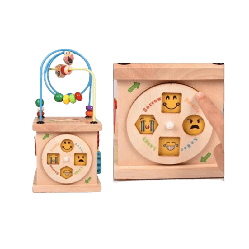 Jucarii, Copii si Bebe - Jucarii si jocuri - Jucarii & jocuri educative - Jocuri si jucarii educative - Centru din lemn educativ Montessori, Cub activitati 5 in 1, Labirint, Ceas, Roti zimtate, 3 ani +, Edujucarii - Infinity.ro