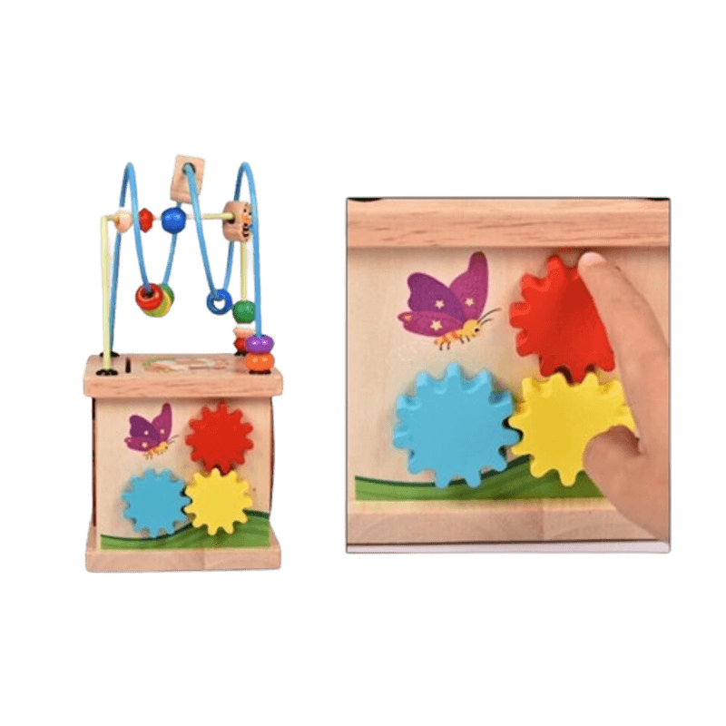 Jucarii, Copii si Bebe - Jucarii si jocuri - Jucarii & jocuri educative - Jocuri si jucarii educative - Centru din lemn educativ Montessori, Cub activitati 5 in 1, Labirint, Ceas, Roti zimtate, 3 ani +, Edujucarii - Infinity.ro