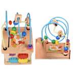 Jucarii, Copii si Bebe - Jucarii si jocuri - Jucarii & jocuri educative - Jocuri si jucarii educative - Centru din lemn educativ Montessori, Cub activitati 5 in 1, Labirint, Ceas, Roti zimtate, 3 ani +, Edujucarii - Infinity.ro