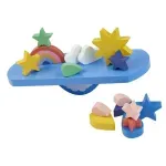 Jucarii, Copii si Bebe - Jucarii si jocuri - Jucarii & jocuri educative - Jucarii interactive - Jucarie educationala, lemn, Montessori, Balanta echilibru si sortare cu stelute, nori si curcubeu, 17 piese, 3 ani+ - Infinity.ro