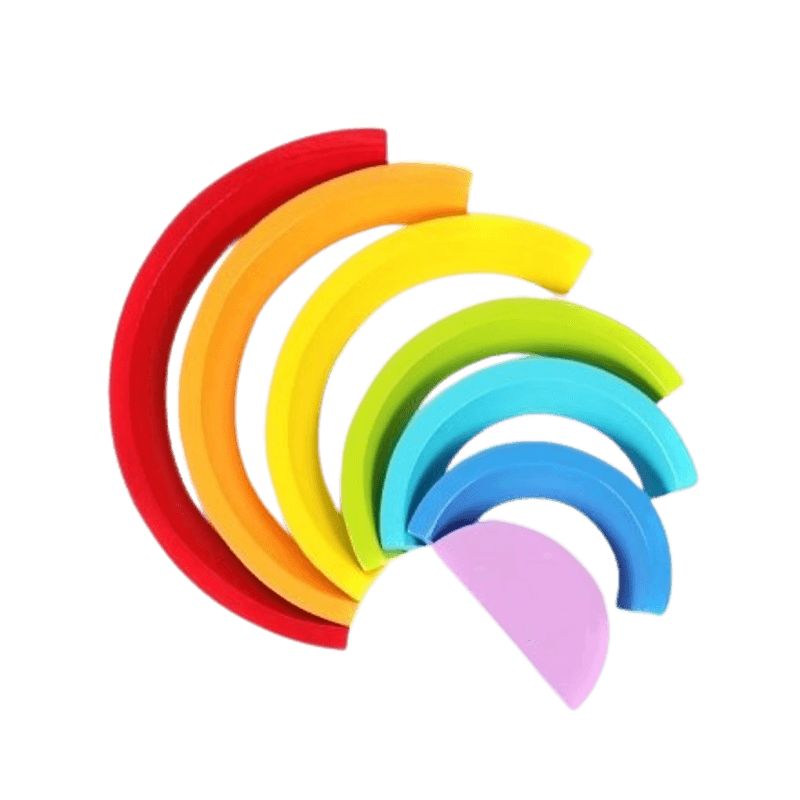 Jucarii, Copii si Bebe - Jucarii si jocuri - Jucarii & jocuri educative - Jucarii interactive - Set 7 de piese lemn, curcubeu, blocuri constructie, dezvoltare timpurie, Educatie Montessori, 18 luni+, Edujucarii - Infinity.ro