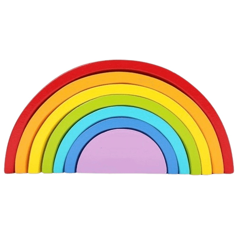 Jucarii, Copii si Bebe - Jucarii si jocuri - Jucarii & jocuri educative - Jucarii interactive - Set 7 de piese lemn, curcubeu, blocuri constructie, dezvoltare timpurie, Educatie Montessori, 18 luni+, Edujucarii - Infinity.ro