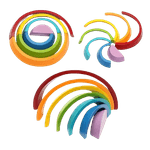 Jucarii, Copii si Bebe - Jucarii si jocuri - Jucarii & jocuri educative - Jucarii interactive - Set 7 de piese lemn, curcubeu, blocuri constructie, dezvoltare timpurie, Educatie Montessori, 18 luni+, Edujucarii - Infinity.ro