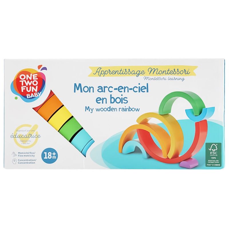 Jucarii, Copii si Bebe - Jucarii si jocuri - Jucarii & jocuri educative - Jucarii interactive - Set 7 de piese lemn, curcubeu, blocuri constructie, dezvoltare timpurie, Educatie Montessori, 18 luni+, Edujucarii - Infinity.ro
