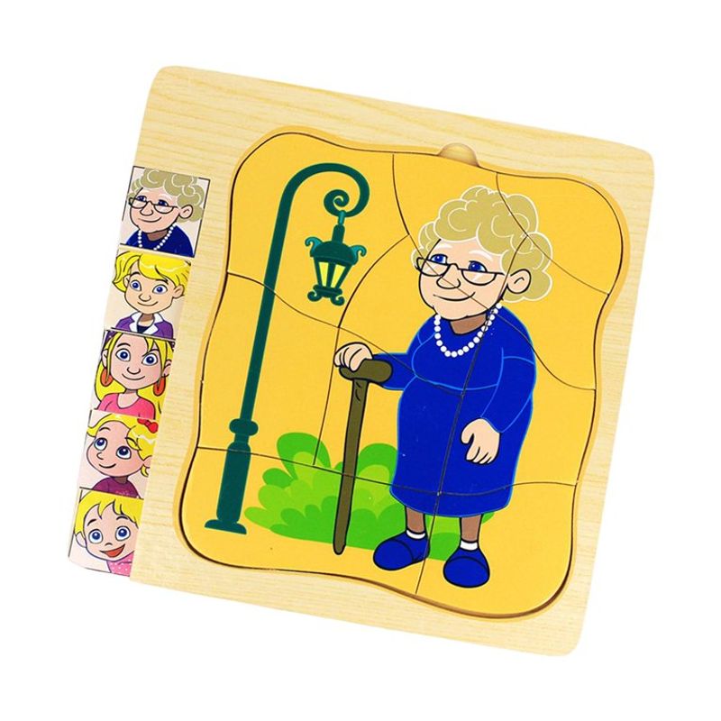 Jucarii, Copii si Bebe - Jucarii si jocuri - Jucarii & jocuri educative - Jocuri si jucarii educative - Puzzle cu 4 Straturi, Invatati Despre Varstele Omului in Mod Interactiv, 3 ani+, Bunica, Edujucarii - Infinity.ro