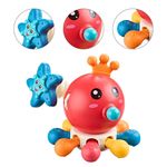 Jucarii, Copii si Bebe - Jucarii si jocuri - Jucarii & jocuri educative - Jucarii interactive - Jucarie senzoriala, dentitie pentru bebelusi, Caracatita tip Montessori din silicon, functii multiple, rosu, +12 luni - Infinity.ro