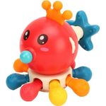 Jucarii, Copii si Bebe - Jucarii si jocuri - Jucarii & jocuri educative - Jucarii interactive - Jucarie senzoriala, dentitie pentru bebelusi, Caracatita tip Montessori din silicon, functii multiple, rosu, +12 luni - Infinity.ro