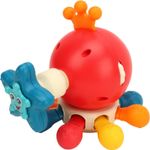 Jucarii, Copii si Bebe - Jucarii si jocuri - Jucarii & jocuri educative - Jucarii interactive - Jucarie senzoriala, dentitie pentru bebelusi, Caracatita tip Montessori din silicon, functii multiple, rosu, +12 luni - Infinity.ro