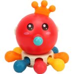 Jucarii, Copii si Bebe - Jucarii si jocuri - Jucarii & jocuri educative - Jucarii interactive - Jucarie senzoriala, dentitie pentru bebelusi, Caracatita tip Montessori din silicon, functii multiple, rosu, +12 luni - Infinity.ro