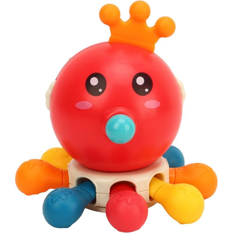 Jucarii, Copii si Bebe - Jucarii si jocuri - Jucarii & jocuri educative - Jucarii interactive - Jucarie senzoriala, dentitie pentru bebelusi, Caracatita tip Montessori din silicon, functii multiple, rosu, +12 luni - Infinity.ro