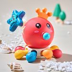 Jucarii, Copii si Bebe - Jucarii si jocuri - Jucarii & jocuri educative - Jucarii interactive - Jucarie senzoriala, dentitie pentru bebelusi, Caracatita tip Montessori din silicon, functii multiple, rosu, +12 luni - Infinity.ro