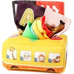 Jucarii, Copii si Bebe - Jucarii si jocuri - Jucarii bebelusi - Jucarii interactive bebelusi - Jucarie educativa si senzoriala, Cutie cu batiste, material textil, Montessori, Autobuz cu animale, EduJucarii, 3 luni+ - Infinity.ro