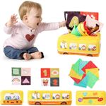 Jucarii, Copii si Bebe - Jucarii si jocuri - Jucarii bebelusi - Jucarii interactive bebelusi - Jucarie educativa si senzoriala, Cutie cu batiste, material textil, Montessori, Autobuz cu animale, EduJucarii, 3 luni+ - Infinity.ro
