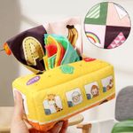 Jucarii, Copii si Bebe - Jucarii si jocuri - Jucarii bebelusi - Jucarii interactive bebelusi - Jucarie educativa si senzoriala, Cutie cu batiste, material textil, Montessori, Autobuz cu animale, EduJucarii, 3 luni+ - Infinity.ro