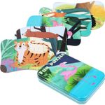 Jucarii, Copii si Bebe - Jucarii si jocuri - Jucarii & jocuri educative - Jocuri si jucarii educative - Set 5 Puzzles pentru incepatori, Diferite Nivele de Complexitate, Cutie Metalica, Flamingo si animale de padure, 3 ani + - Infinity.ro