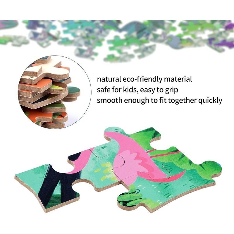 Jucarii, Copii si Bebe - Jucarii si jocuri - Jucarii & jocuri educative - Jocuri si jucarii educative - Set 5 Puzzles pentru incepatori, Diferite Nivele de Complexitate, Cutie Metalica, Flamingo si animale de padure, 3 ani + - Infinity.ro