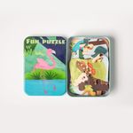 Jucarii, Copii si Bebe - Jucarii si jocuri - Jucarii & jocuri educative - Jocuri si jucarii educative - Set 5 Puzzles pentru incepatori, Diferite Nivele de Complexitate, Cutie Metalica, Flamingo si animale de padure, 3 ani + - Infinity.ro