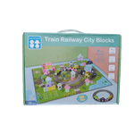 Jucarii, Copii si Bebe - Jucarii si jocuri - Jucarii & jocuri educative - Jucarii interactive - Set Cuburi constructie Oraselul cu Trenulet din lemn, Train Railway City, Beilaluna, 3 ani+ - Infinity.ro