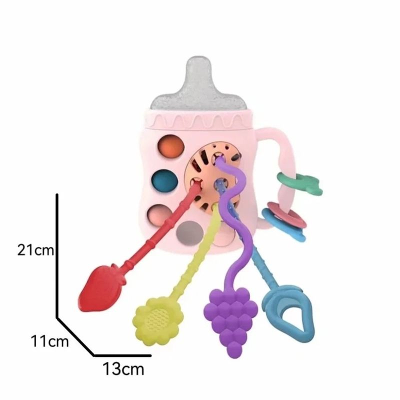 Jucarii, Copii si Bebe - Jucarii si jocuri - Jucarii bebelusi - Jucarii pentru dentitie - Jucarie educationala invatare timpurie bebelusi, dezvoltare senzoriala, dentitie fara BPA, biberon roz, Edujucarii - Infinity.ro