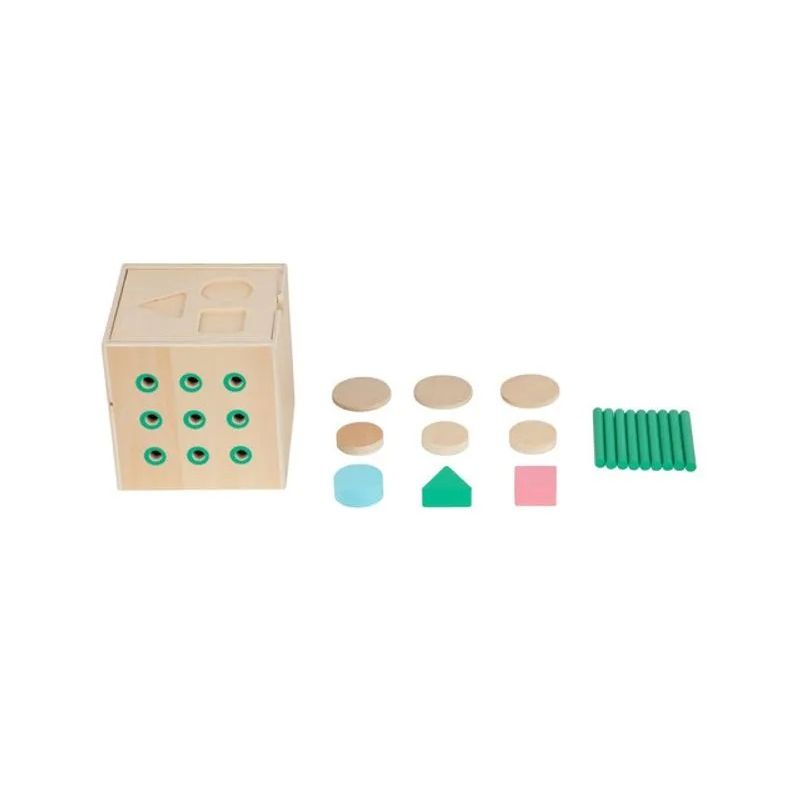 Jucarii, Copii si Bebe - Jucarii si jocuri - Seturi de constructie si cuburi - Seturi de constructie - Cub de activitati Montessori cu forme geometrice, 12 luni + - Infinity.ro