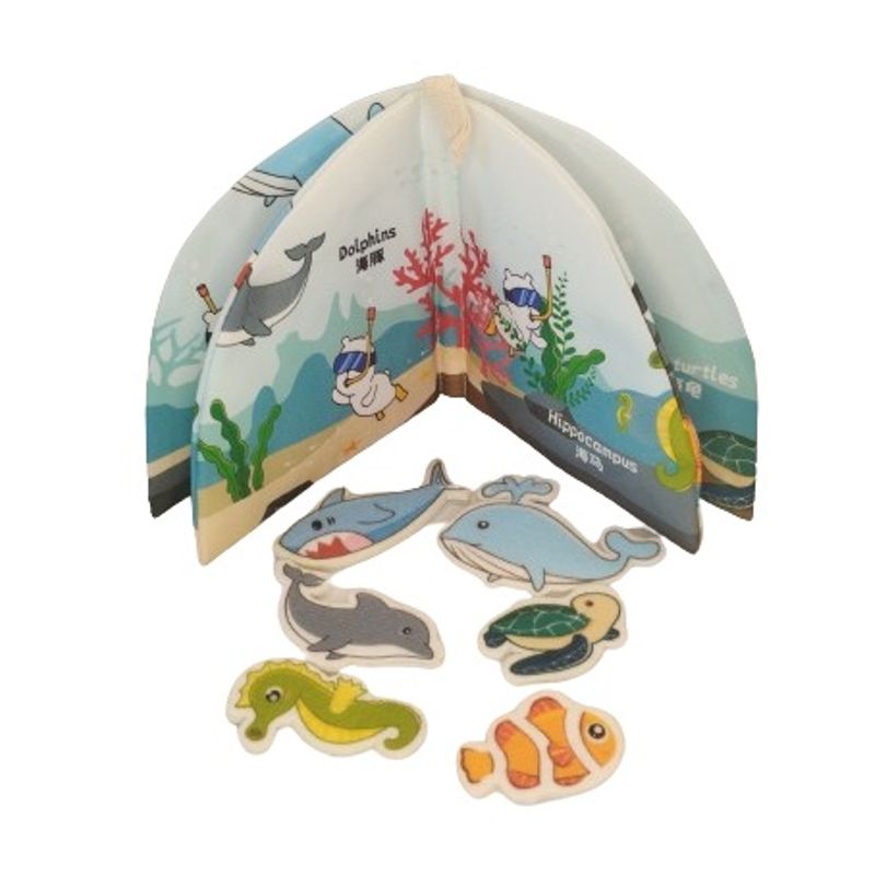 Carti si Birotica - Carti - Carti pentru copii - Carti pentru bebelusi - Carte senzoriala din panza pentru bebelusi, anti-rupere,  Marine Friend, 14 x 14 cm x 1,4 cm, +12 luni - Infinity.ro
