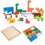 Jucarii, Copii si Bebe - Jucarii si jocuri - Jucarii & jocuri educative - Jocuri si jucarii educative - Joc educativ, Tetris animale, 10 figurine de lemn pentru stivuire, asamblare, Animal Creative JigSaw, 3 ani, EduJucarii - Infinity.ro