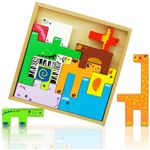 Jucarii, Copii si Bebe - Jucarii si jocuri - Jucarii & jocuri educative - Jocuri si jucarii educative - Joc educativ, Tetris animale, 10 figurine de lemn pentru stivuire, asamblare, Animal Creative JigSaw, 3 ani, EduJucarii - Infinity.ro