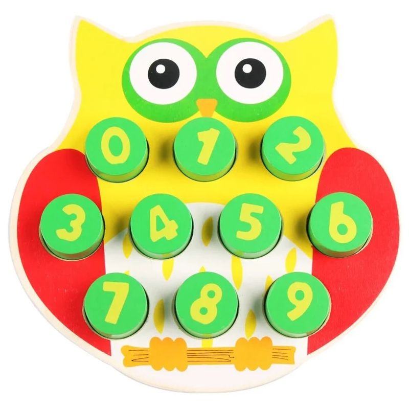 Jucarii, Copii si Bebe - Jucarii si jocuri - Jucarii & jocuri educative - Jucarii interactive - Jucarie din lemn, Bufnita, Asociere Cifre si Forme, EduJucarii, galben, 3 ani+ - Infinity.ro