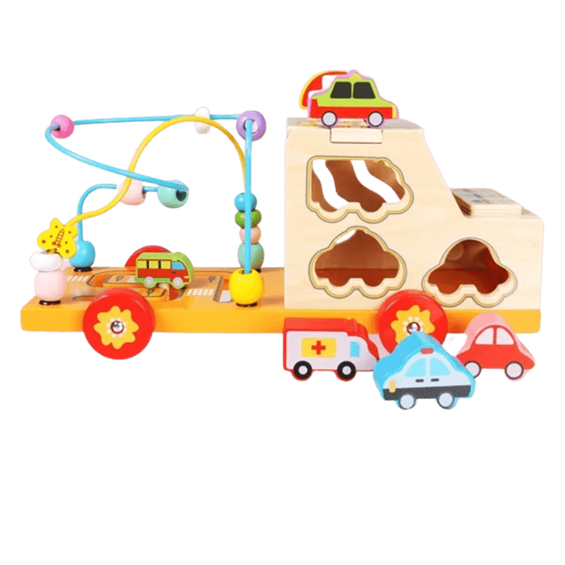 Jucarii, Copii si Bebe - Jucarii si jocuri - Jucarii & jocuri educative - Jucarii interactive - Centru de activitati 5 in 1, Camion din lemn, Montessori, 3 ani, multicolor, 3 ani+, Edujucarii - Infinity.ro