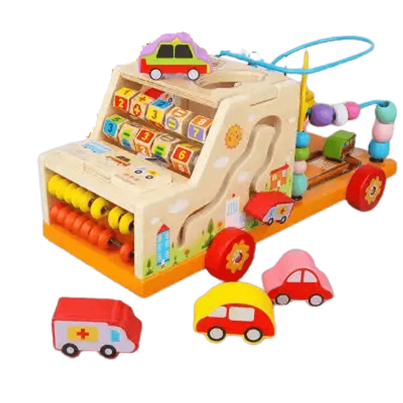 Jucarii, Copii si Bebe - Jucarii si jocuri - Jucarii & jocuri educative - Jucarii interactive - Centru de activitati 5 in 1, Camion din lemn, Montessori, 3 ani, multicolor, 3 ani+, Edujucarii - Infinity.ro