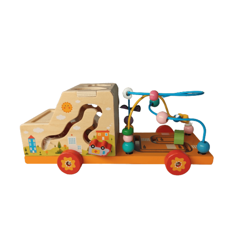 Jucarii, Copii si Bebe - Jucarii si jocuri - Jucarii & jocuri educative - Jucarii interactive - Centru de activitati 5 in 1, Camion din lemn, Montessori, 3 ani, multicolor, 3 ani+, Edujucarii - Infinity.ro