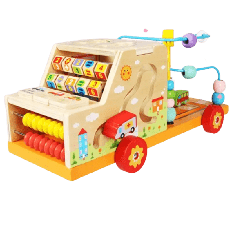 Jucarii, Copii si Bebe - Jucarii si jocuri - Jucarii & jocuri educative - Jucarii interactive - Centru de activitati 5 in 1, Camion din lemn, Montessori, 3 ani, multicolor, 3 ani+, Edujucarii - Infinity.ro