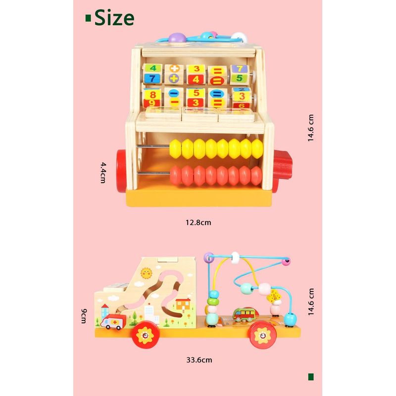 Jucarii, Copii si Bebe - Jucarii si jocuri - Jucarii & jocuri educative - Jucarii interactive - Centru de activitati 5 in 1, Camion din lemn, Montessori, 3 ani, multicolor, 3 ani+, Edujucarii - Infinity.ro