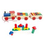 Jucarii, Copii si Bebe - Jucarii si jocuri - Jucarii & jocuri educative - Jucarii interactive - Jucarie din lemn Trenulet, set de construit, 18 piese, forme geometrice, 3 ani+, EduJucarii - Infinity.ro