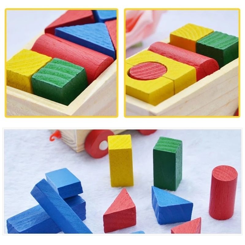 Jucarii, Copii si Bebe - Jucarii si jocuri - Jucarii & jocuri educative - Jucarii interactive - Jucarie din lemn Trenulet, set de construit, 18 piese, forme geometrice, 3 ani+, EduJucarii - Infinity.ro