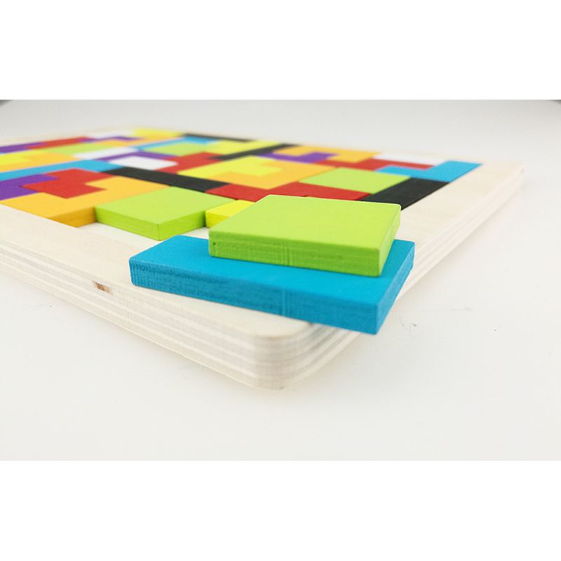 Jucarii, Copii si Bebe - Jucarii si jocuri - Jucarii & jocuri educative - Jucarii interactive - Joc educativ de inteligenta Tetris, puzzle, lemn, multicolor, Montessori, 3 ani+ - Infinity.ro