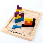 Jucarii, Copii si Bebe - Jucarii si jocuri - Jucarii & jocuri educative - Jucarii interactive - Joc educativ de inteligenta Tetris, puzzle, lemn, multicolor, Montessori, 3 ani+ - Infinity.ro