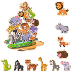 Jucarii, Copii si Bebe - Jucarii si jocuri - Figurine - Jucarie educativa Montessori pentru copii, set 14 figurine de lemn pentru stivuire, Animal Balance, 3 ani, EduJucarii - Infinity.ro