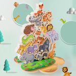 Jucarii, Copii si Bebe - Jucarii si jocuri - Figurine - Jucarie educativa Montessori pentru copii, set 14 figurine de lemn pentru stivuire, Animal Balance, 3 ani, EduJucarii - Infinity.ro