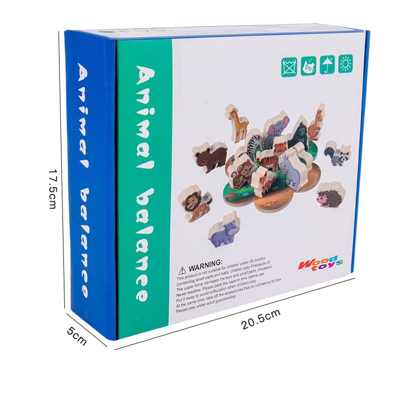 Jucarii, Copii si Bebe - Jucarii si jocuri - Figurine - Jucarie educativa Montessori pentru copii, set 14 figurine de lemn pentru stivuire, Animal Balance, 3 ani, EduJucarii - Infinity.ro