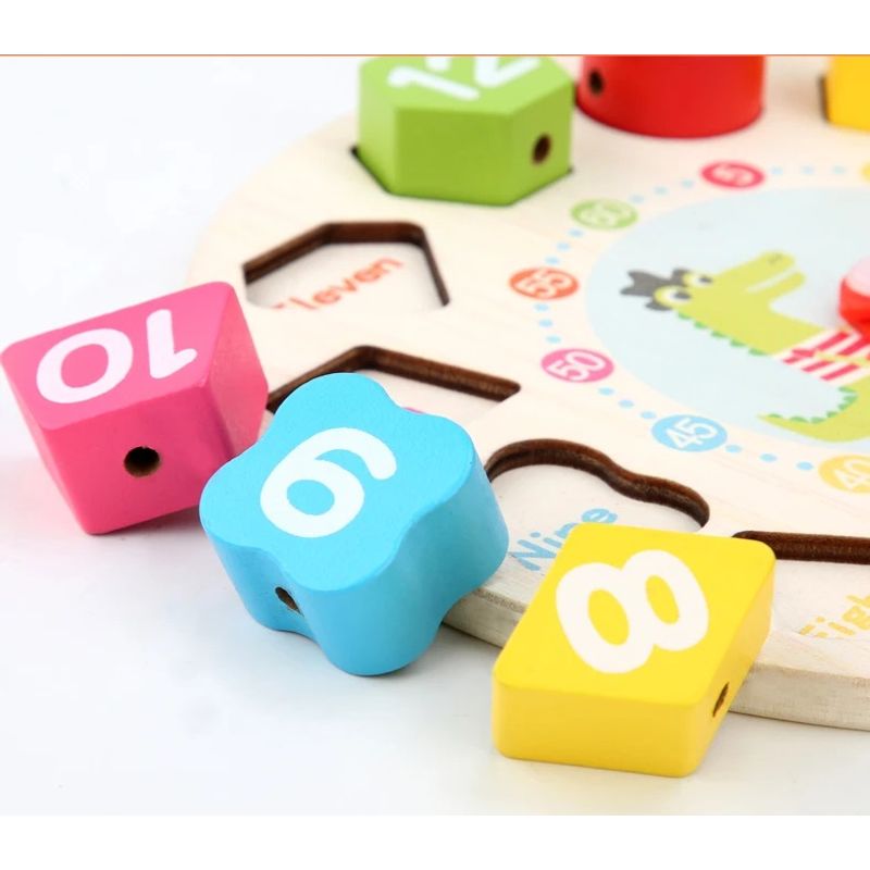 Jucarii, Copii si Bebe - Jucarii si jocuri - Jucarii & jocuri educative - Jocuri si jucarii educative - Joc Educativ si Distractiv din lemn, ceas cu jetoane puzzle, Montessori, + 3 ani, Edujucarii - Infinity.ro